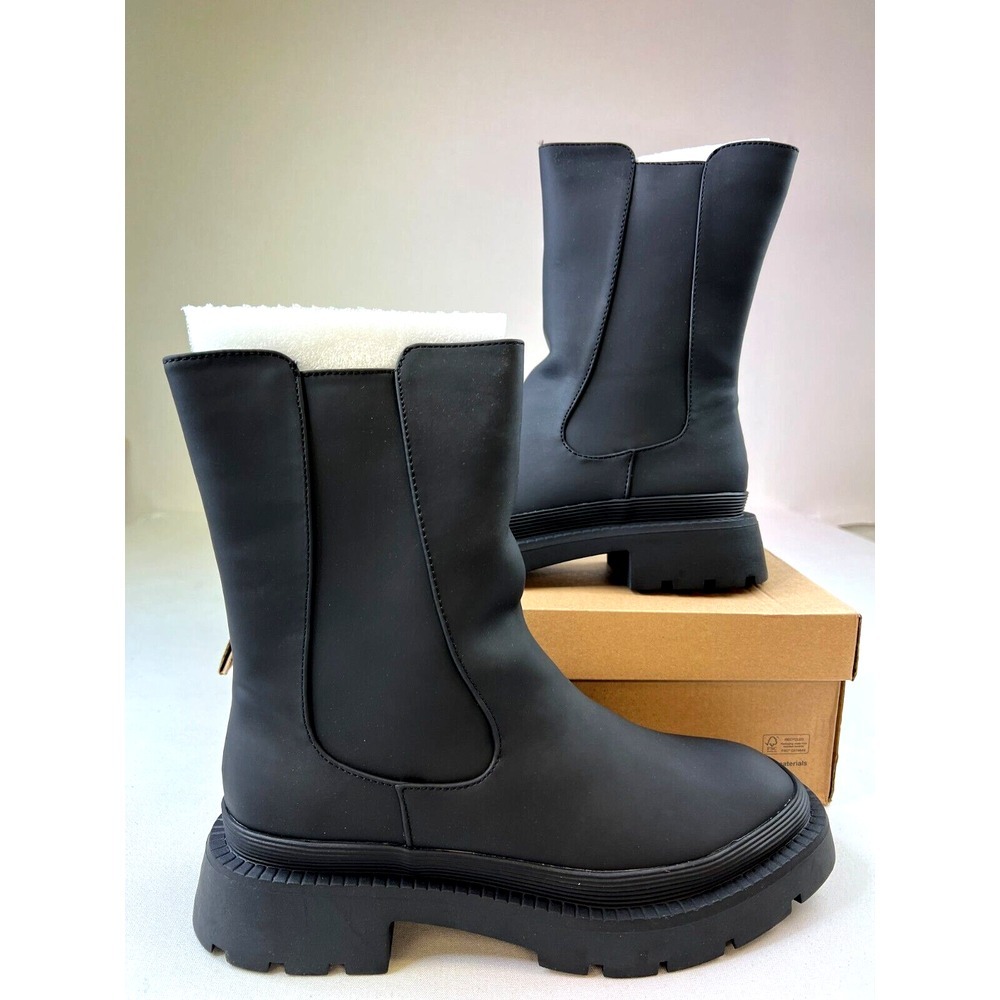 Bar III Womens Tikka Chelsea Boots Black Square Toe Water-Resistant Shoes Sz 10M